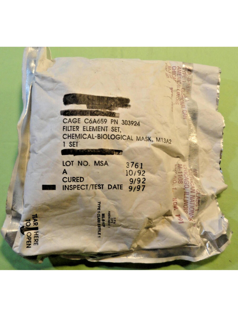 NEW SEALED M13A2 Gas Mask Filter NSN:4240-00-165-5026 Replacement Filter for M17
